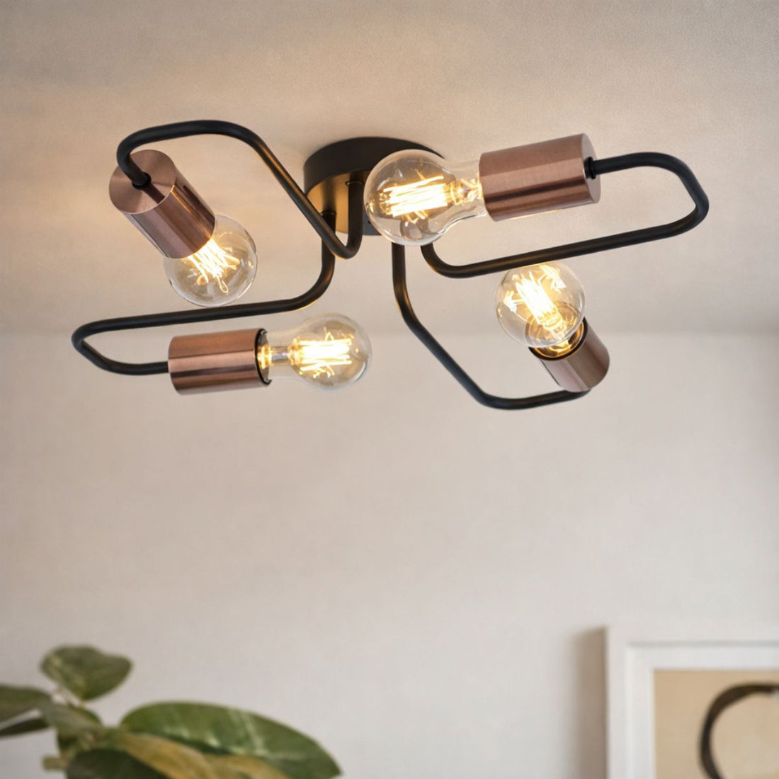Suspension 4 Lampes Acier Noir · Herpe · photo 2