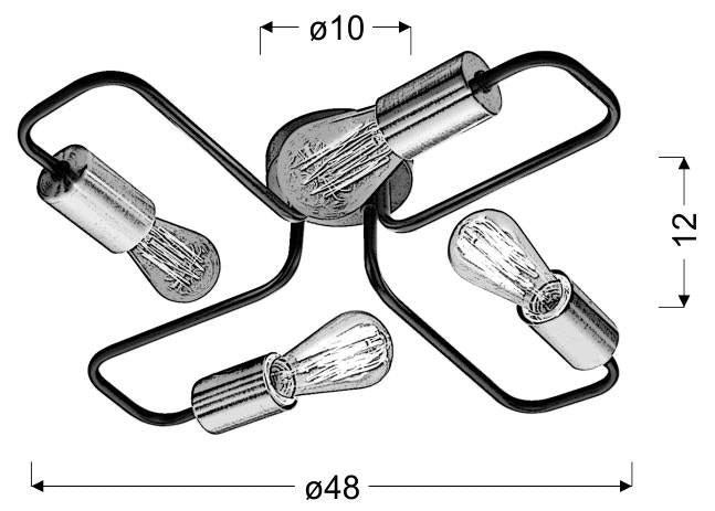 Suspension 4 Lampes Acier Noir · Herpe · photo 3