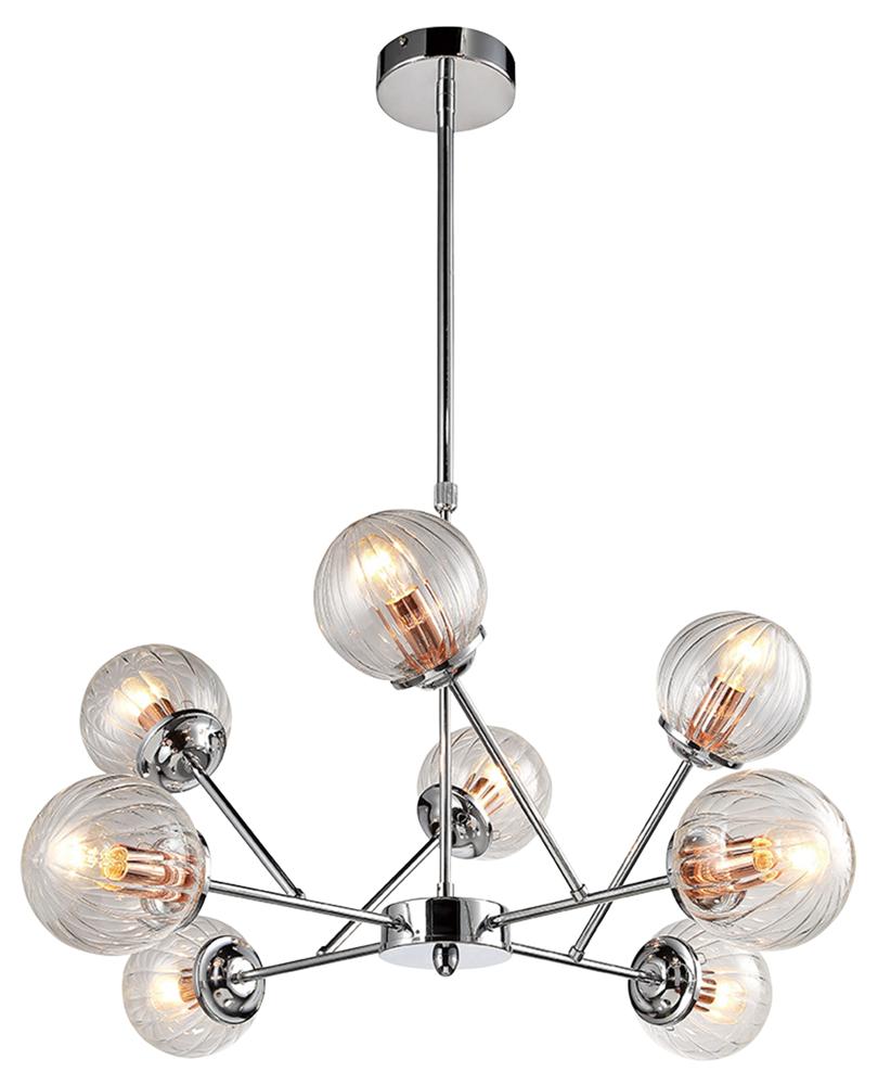 Suspension 8 Lampes Métal Verre Chromé · Best