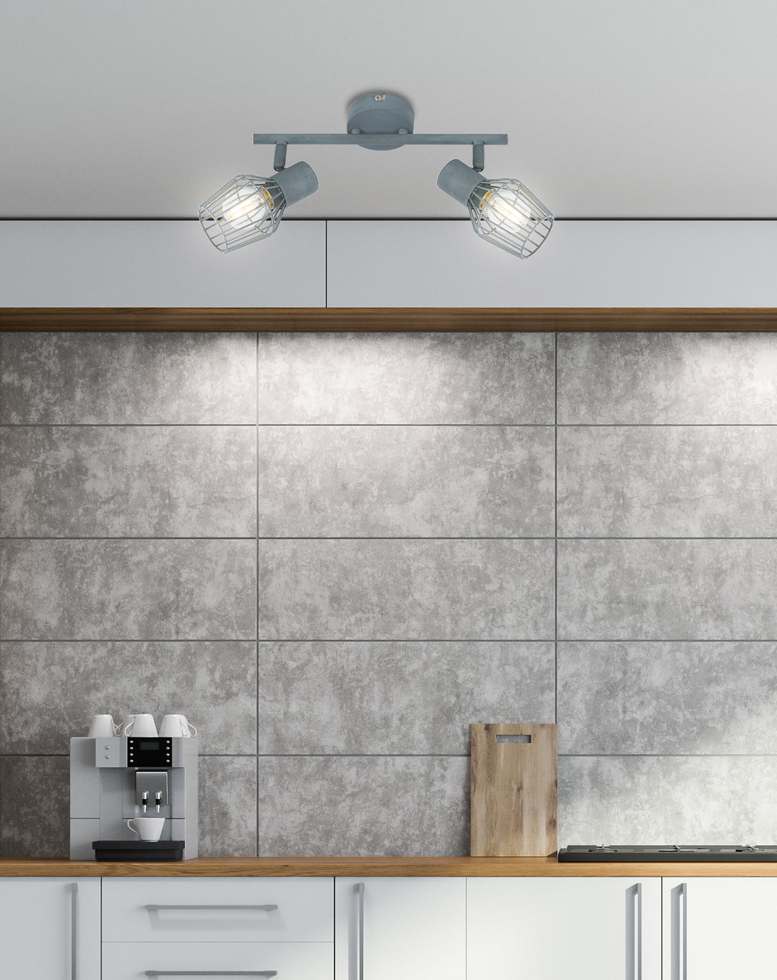 Plafonnier 2 Lampes Métal Gris · Viking · photo 3