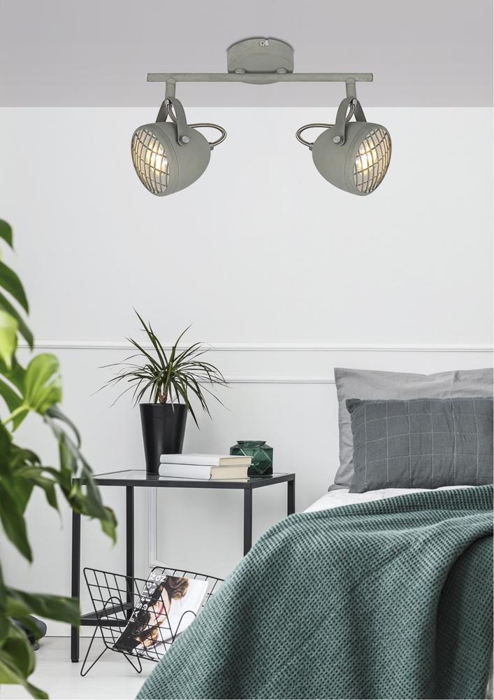 Plafonnier 2 Lampes Métal Gris · Pent · photo 3