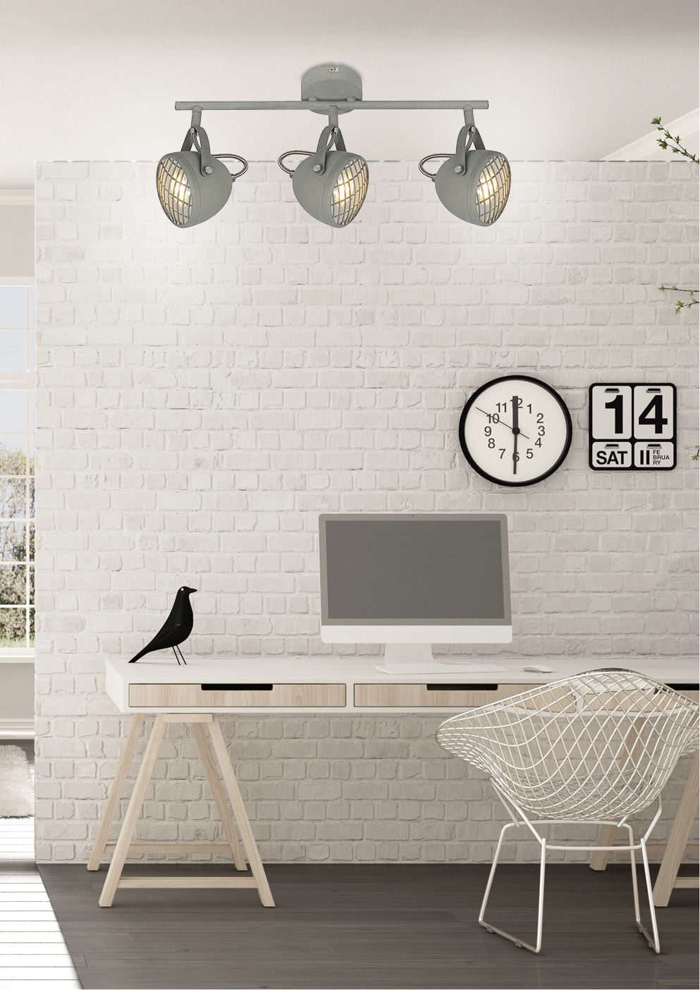 Plafonnier 3 Lampes Métal Gris · Pent · photo 2