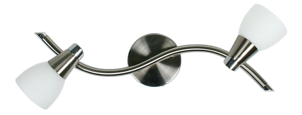 Plafonnier 2 Lampes Acier Verre Satiné · Selia