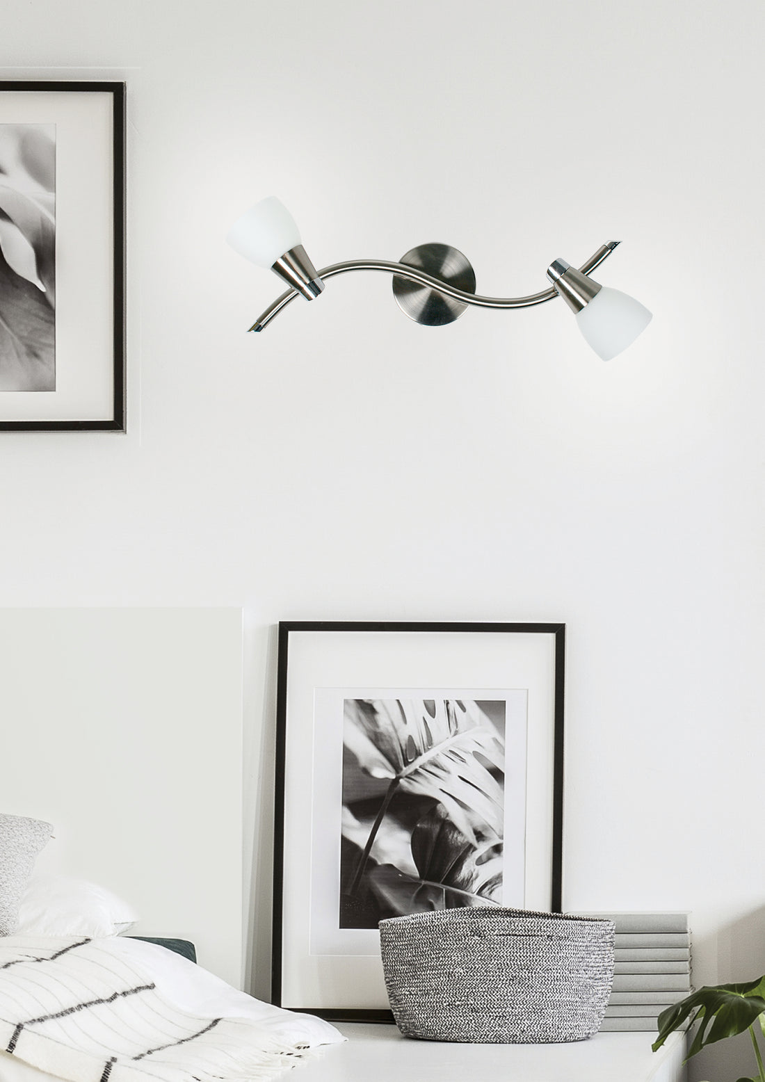 Plafonnier 2 Lampes Acier Verre Satiné · Selia · photo 2
