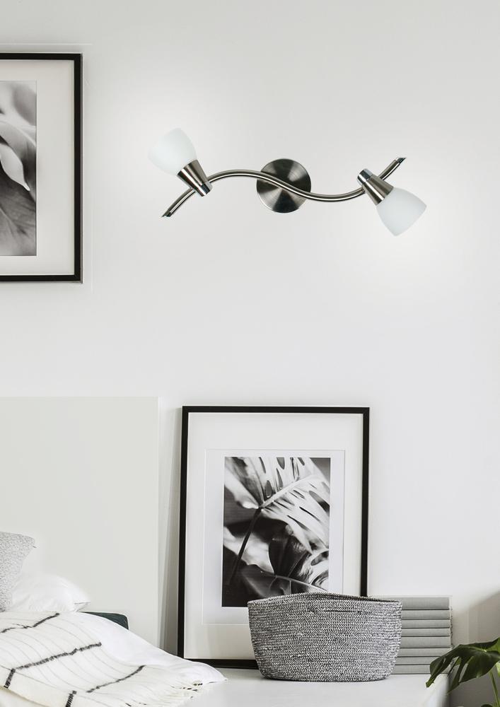 Plafonnier 2 Lampes Acier Verre Satiné · Selia · photo 3