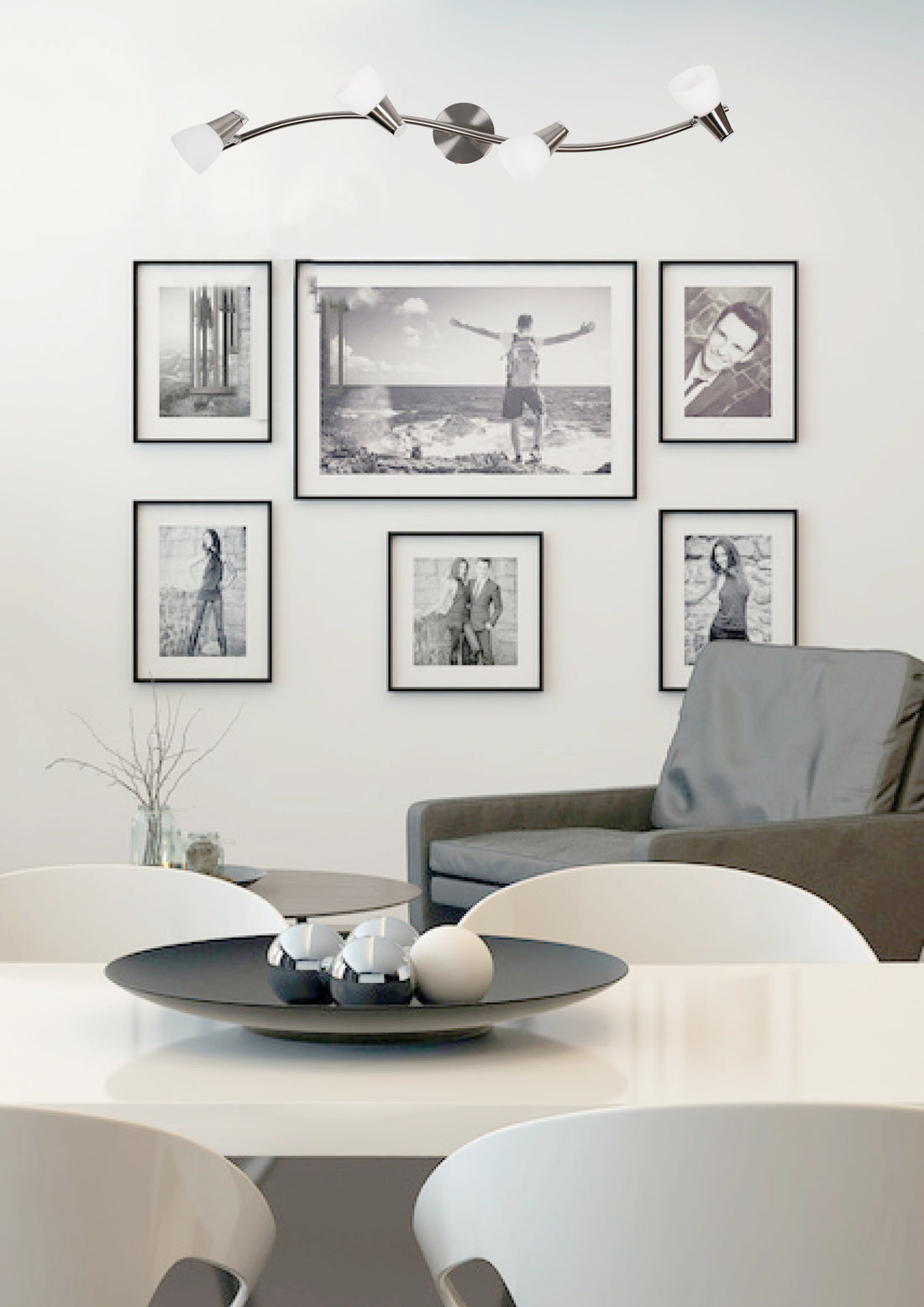 Plafonnier 4 Lampes Acier Verre Satiné · Selia · photo 2