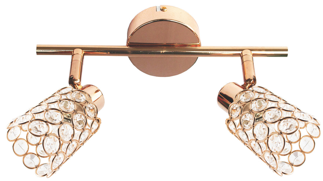 Plafonnier 2 Lampes Métal Cristal Laiton · York