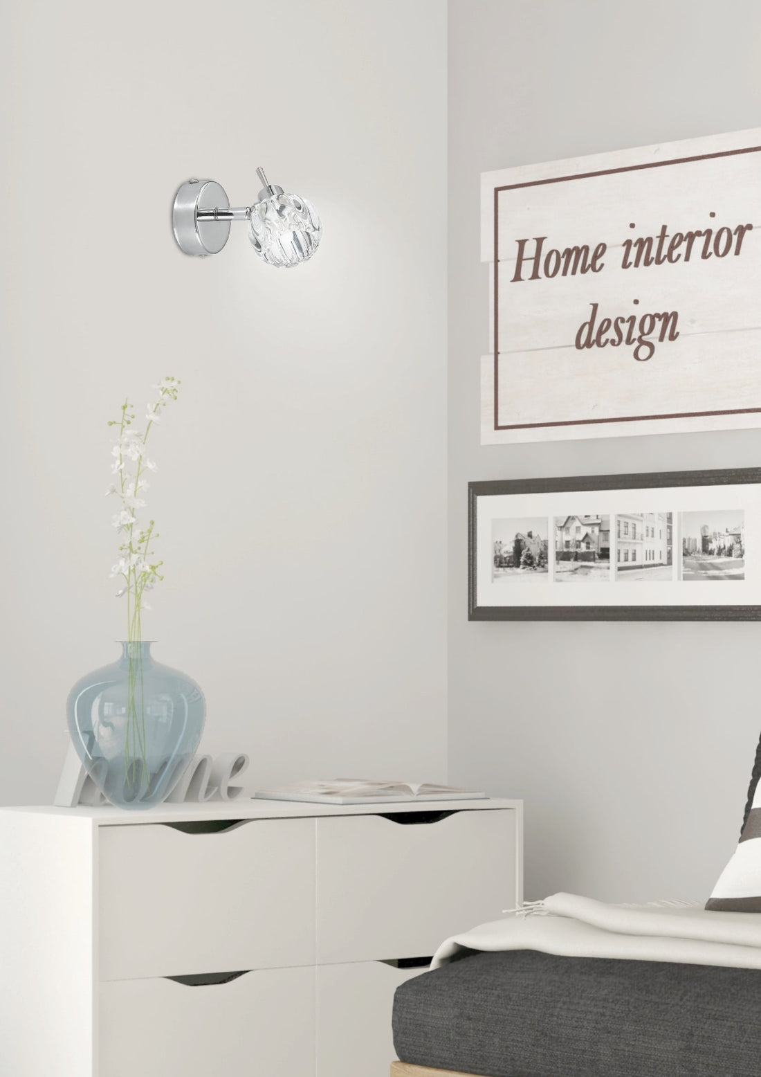 Applique murale Bombola cristal chromé, vue produit
