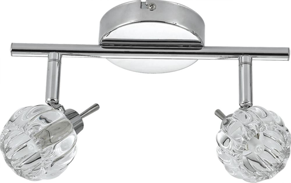 Plafonnier 2 Lampes Métal Cristal Chromé · Bombola