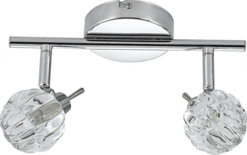Plafonnier 2 Lampes Métal Cristal Chromé · Bombola
