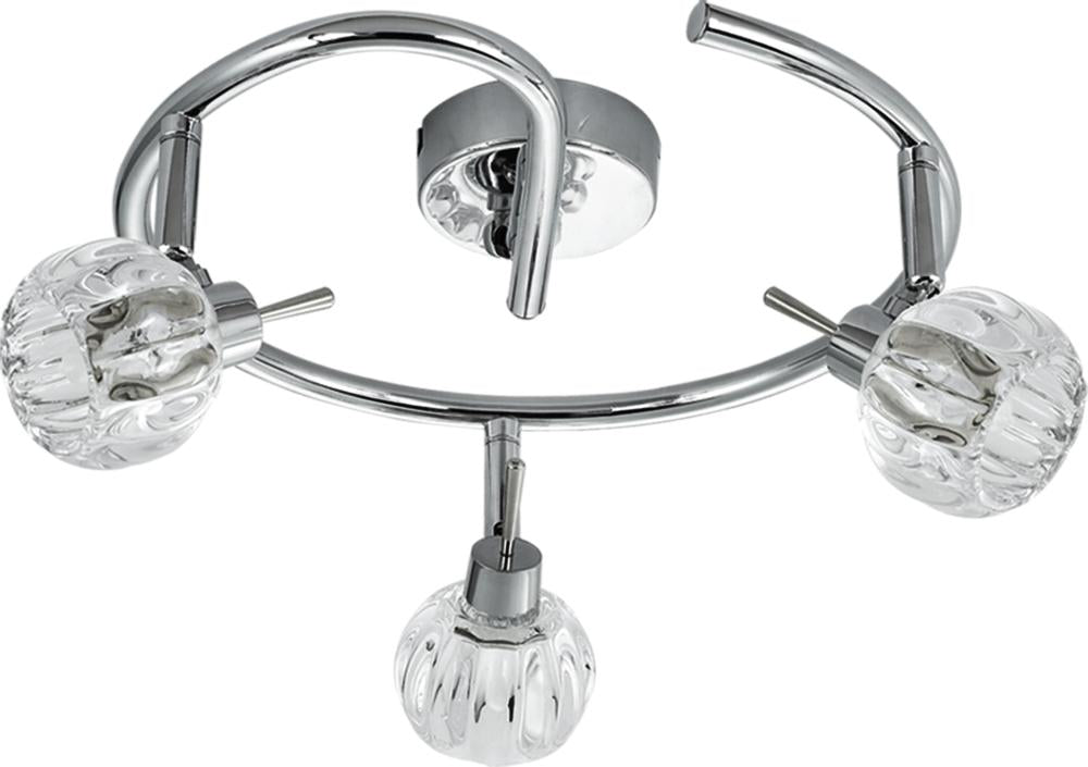 Plafonnier 3 Lampes Métal Cristal Chromé · Bombola