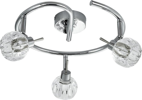 Plafonnier 3 Lampes Métal Cristal Chromé · Bombola