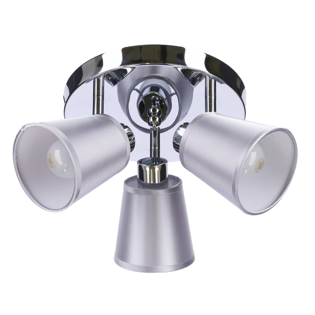 Plafonnier 3 Lampes Acier Tissu Chromé · Pin