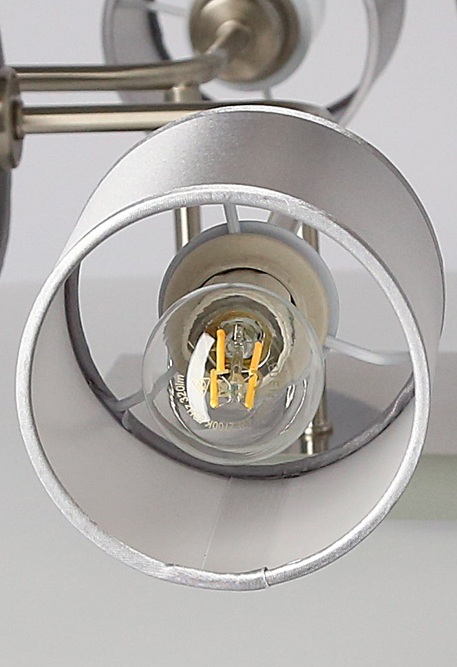 Suspension 6 Lampes Acier Tissu Satiné Nickel · Sax · photo 2