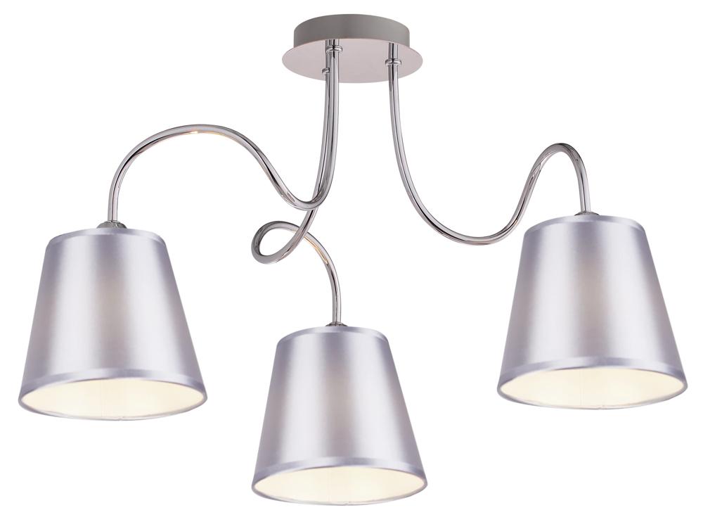 Suspension 3 Lampes Acier Tissu Chromé · Luk