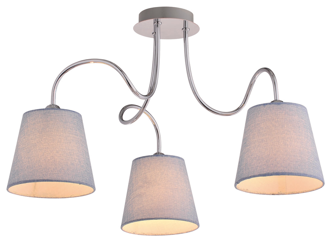 Suspension 3 Lampes Acier Tissu Chromé · Luk · photo 4