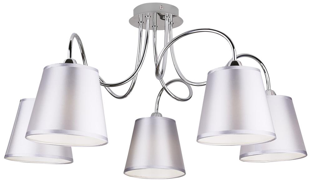 Suspension 5 Lampes Acier Tissu Chromé · Luk