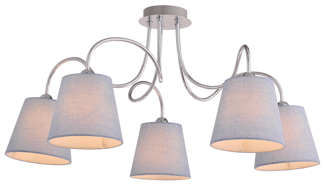 Suspension 5 Lampes Acier Tissu Chromé · Luk · photo 4