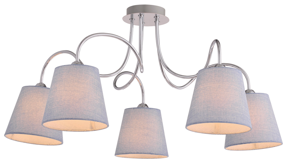 Suspension 5 Lampes Acier Tissu Chromé · Luk · photo 4