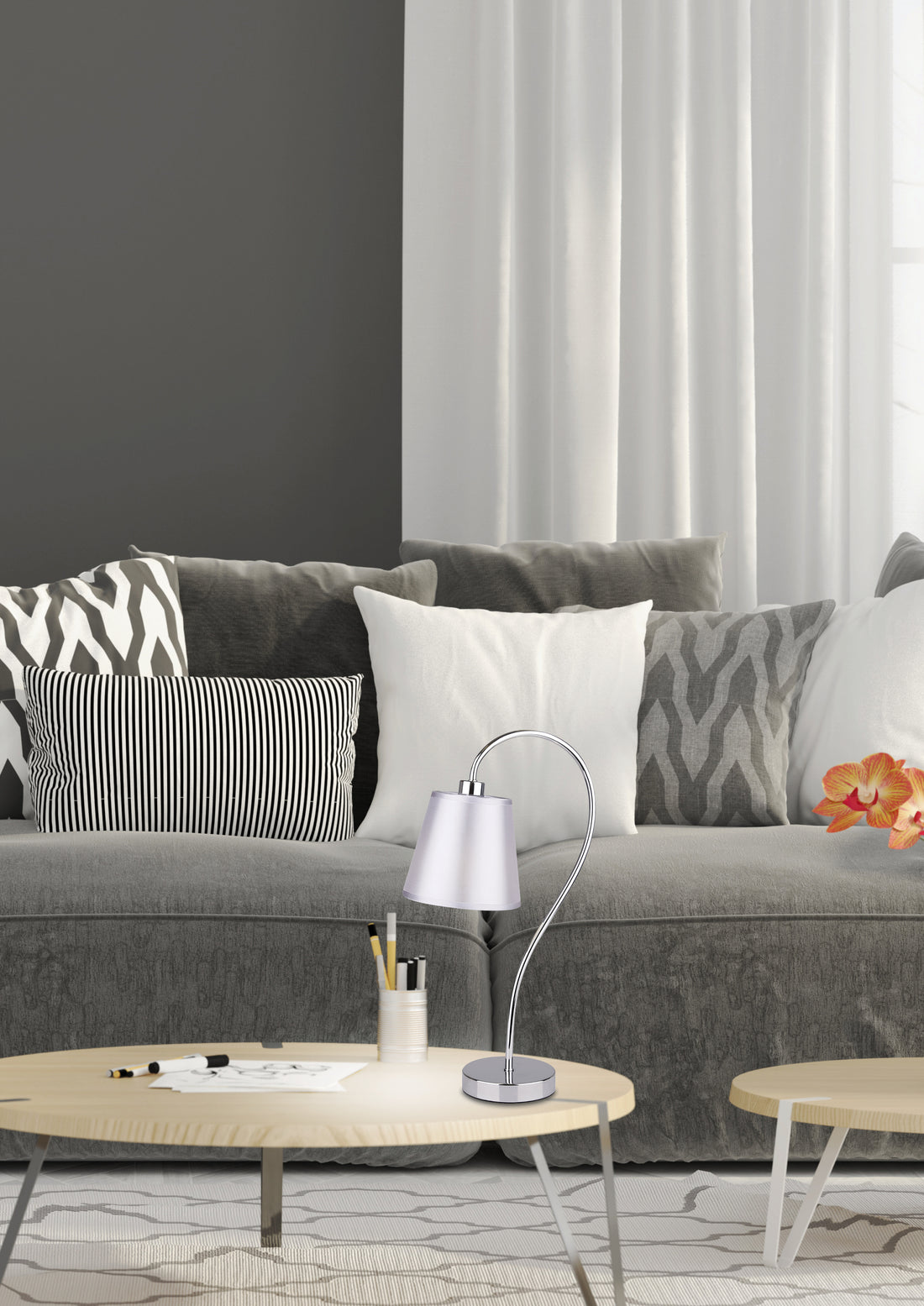 Lampe à poser Acier Tissu Chromé · Luk · photo 3