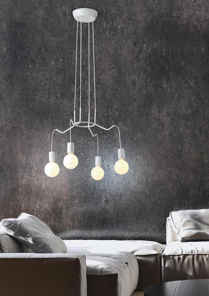 Suspension 4 Lampes Métal Mat Blanc · Basso · photo 3