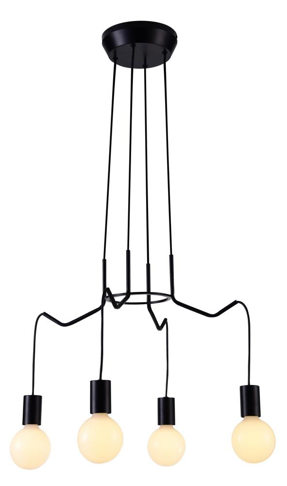 Suspension 4 Lampes Métal Noir Mat · Basso