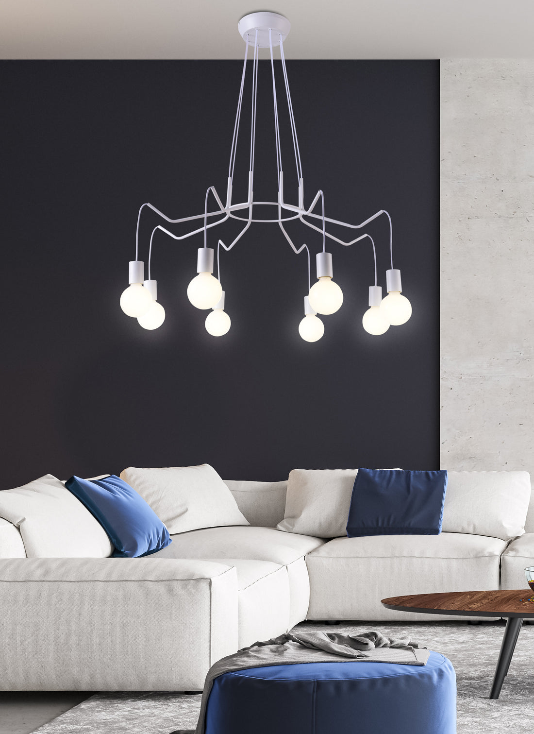 Suspension 8 Lampes Métal Mat Blanc · Basso · photo 4