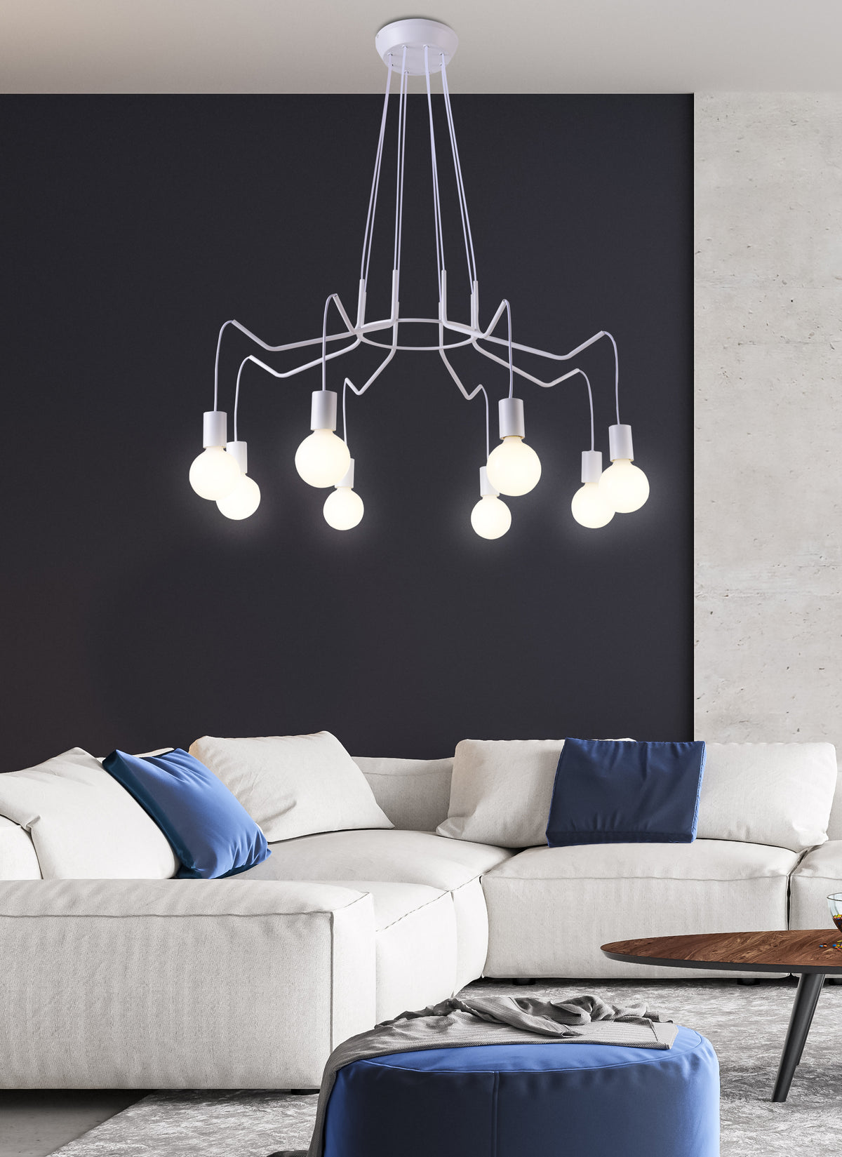 Suspension 8 Lampes Métal Mat Blanc · Basso · photo 4
