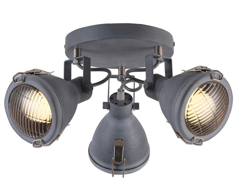 Plafonnier 3 Lampes Acier Gris · Crodo