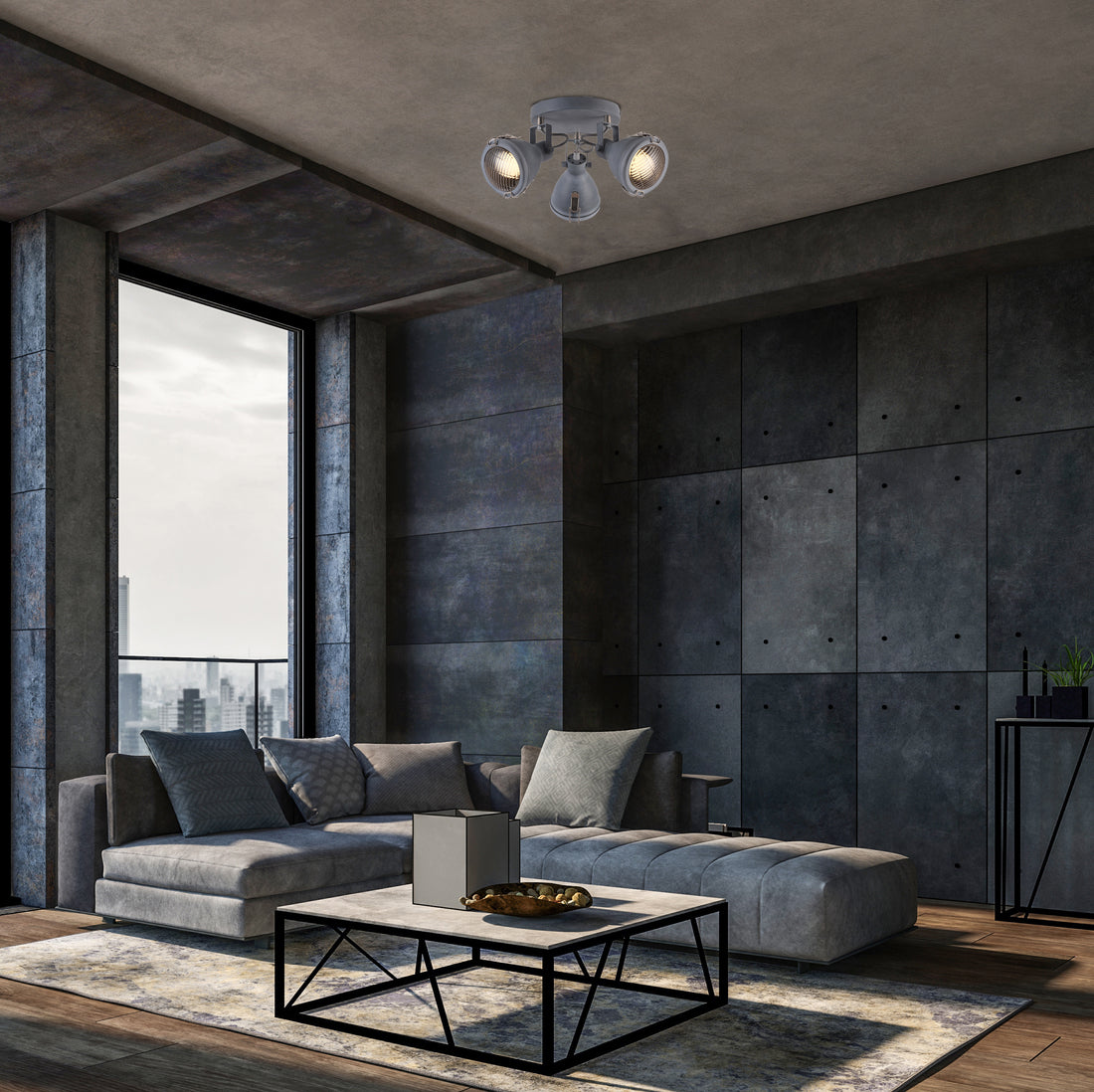 Plafonnier 3 Lampes Acier Gris · Crodo · photo 2