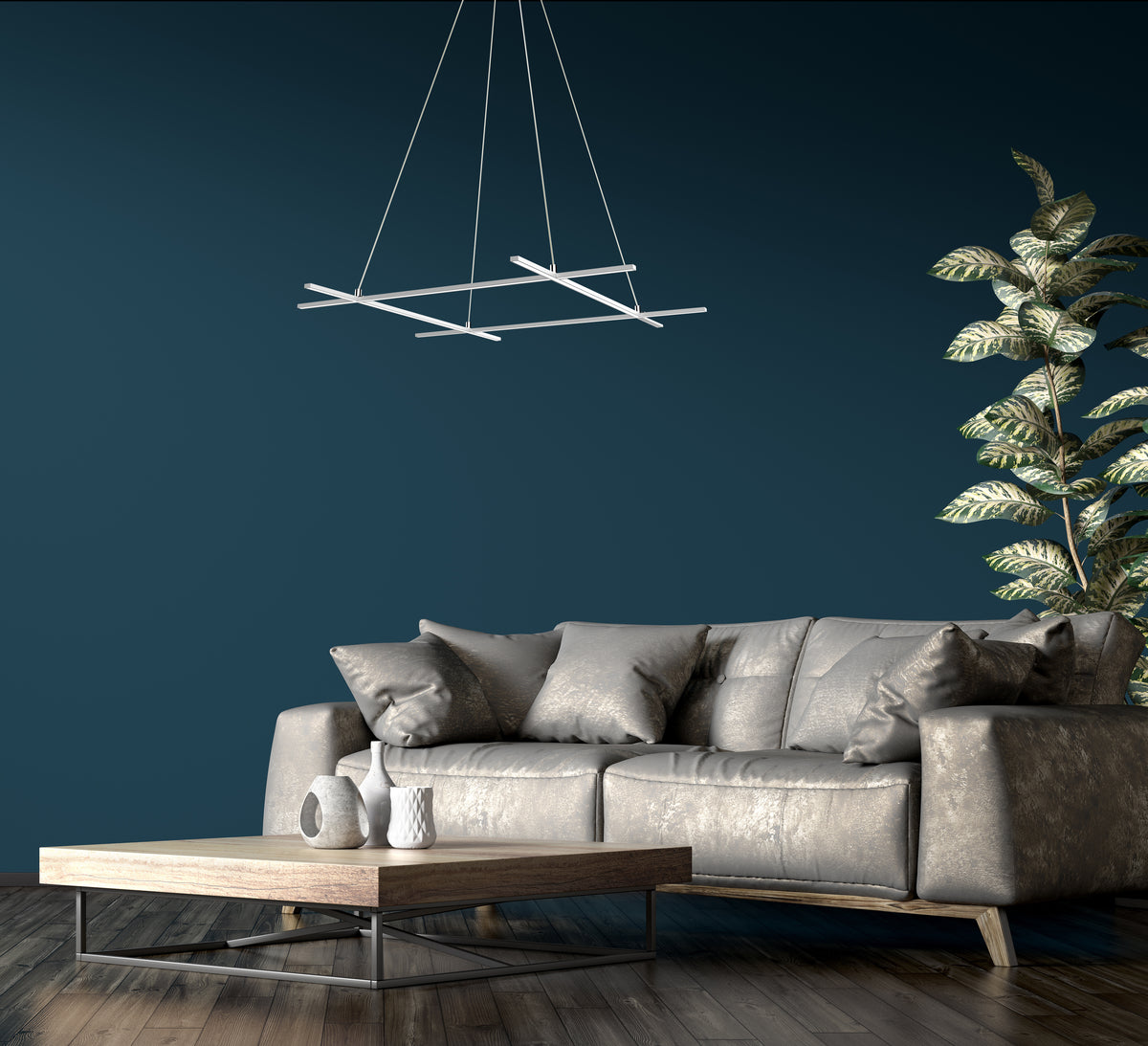 Suspension LED Acier Composite Argenté · Andros · photo 3