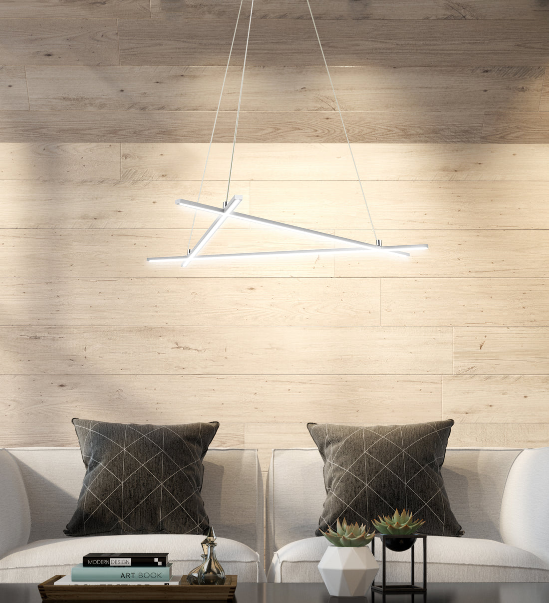 Suspension LED Acier Composite Argenté · Andros · photo 2