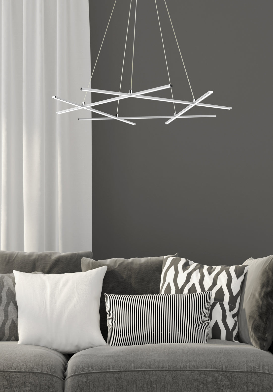 Suspension LED Acier Composite Argenté · Andros · photo 3