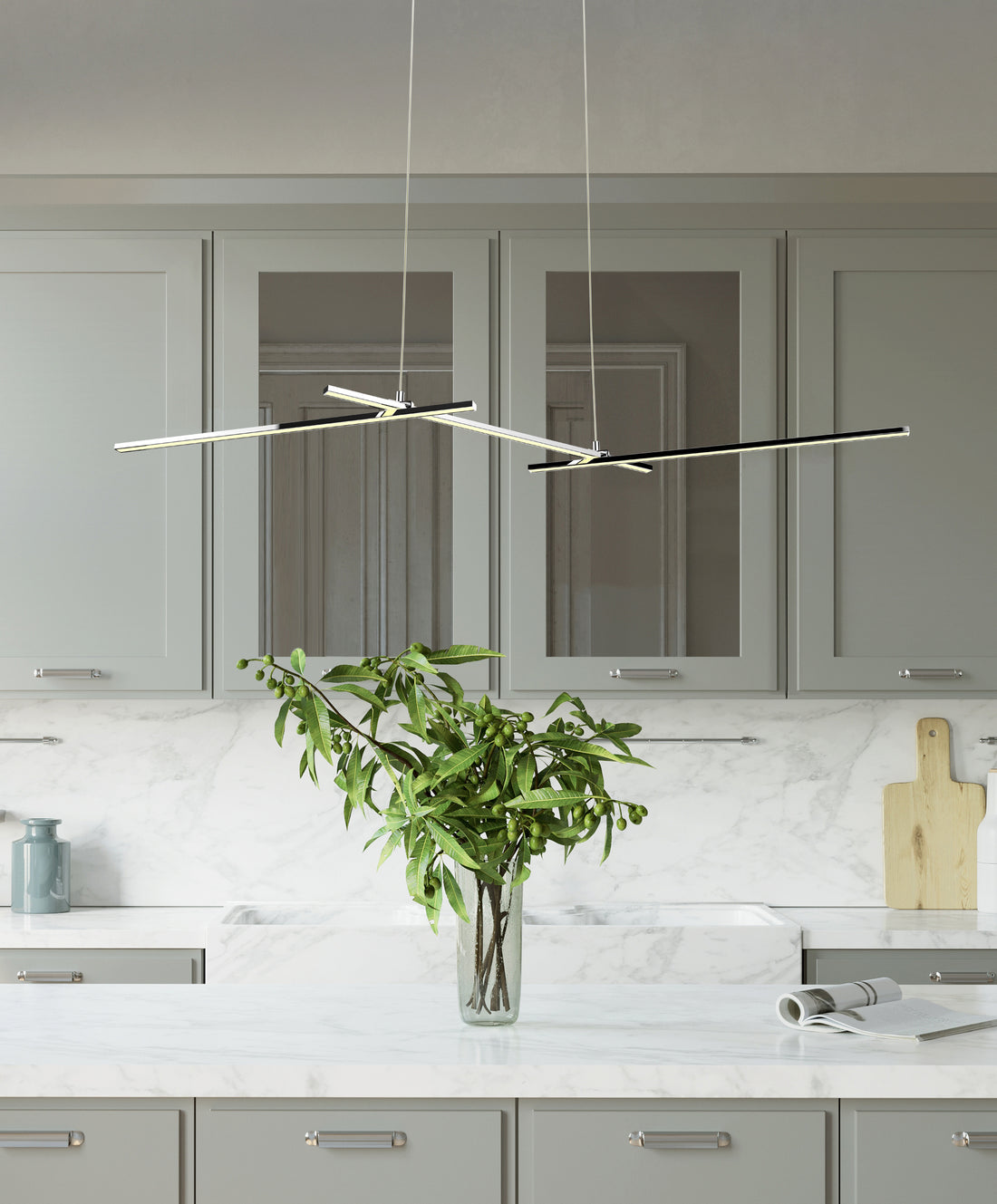 Suspension LED Métal Composite Chromé · Thasos · photo 2