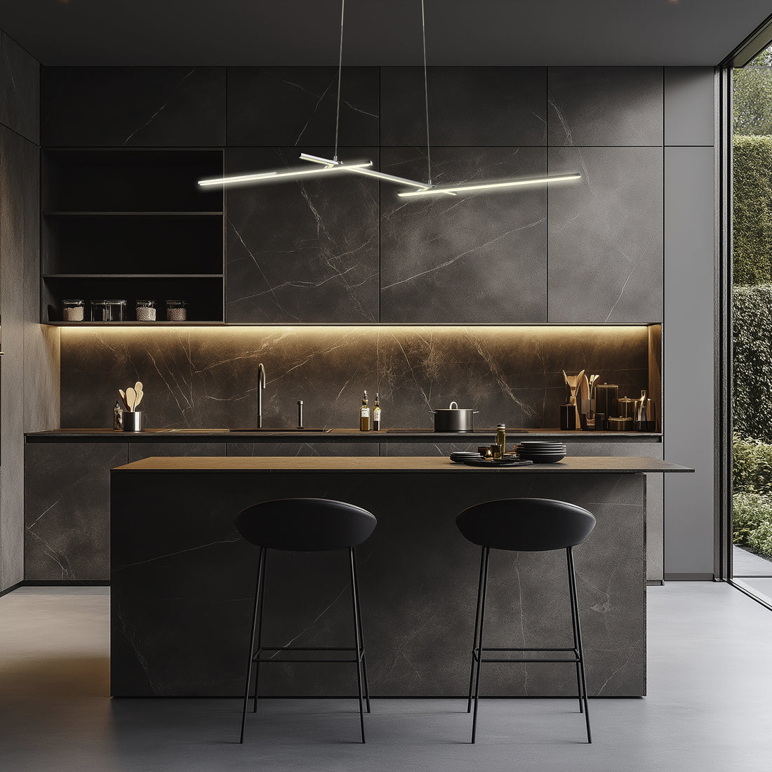 Suspension LED Métal Composite Chromé · Thasos · photo 4