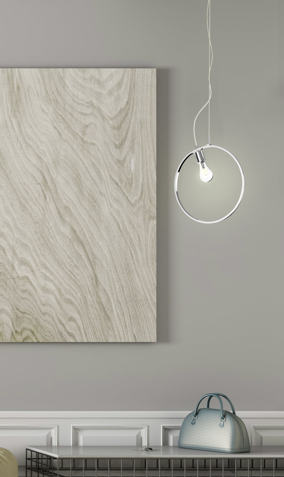 Suspension 2 Lampes LED Acier Composite Chromé · Skiros · photo 2
