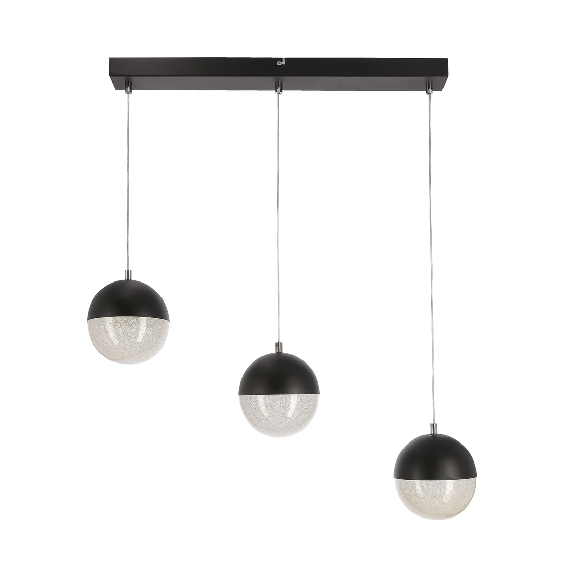 Suspension LED Métal Verre Noir · Furni