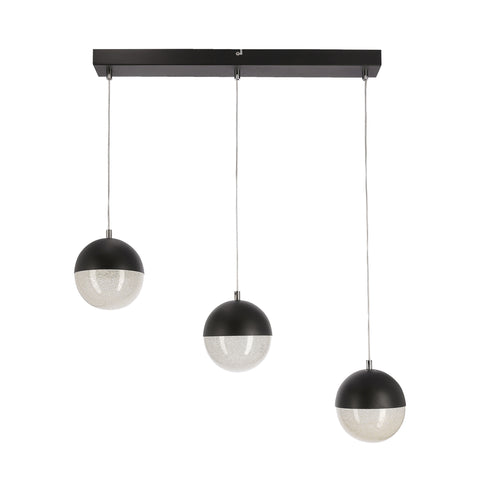 Suspension LED Métal Verre Noir · Furni