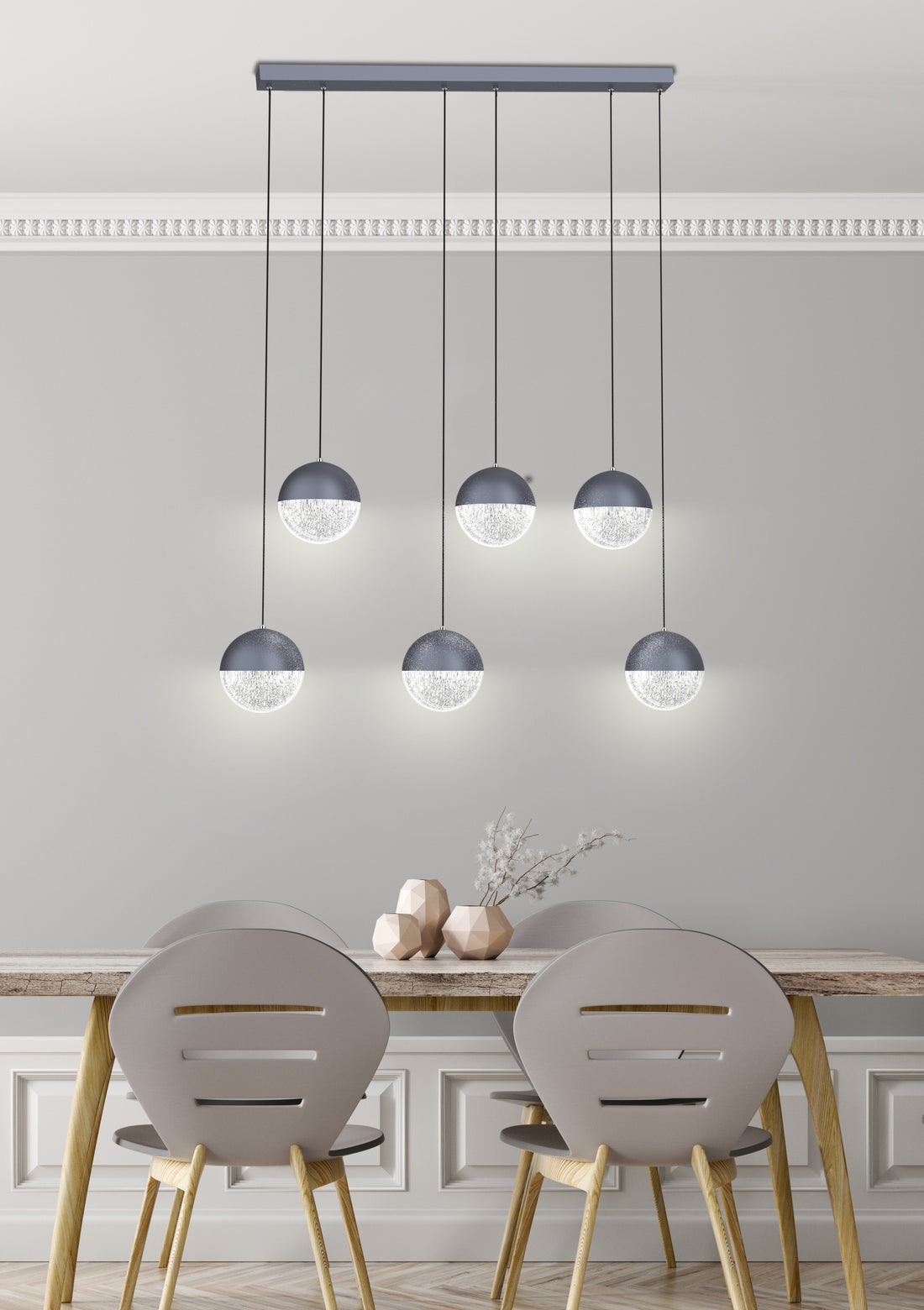 Suspension LED Métal Verre Gris · Furni · photo 3