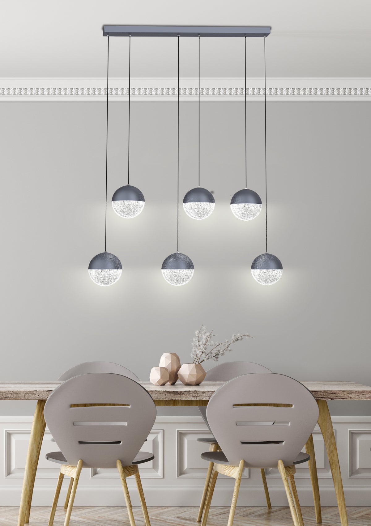 Suspension LED Métal Verre Gris · Furni · photo 3