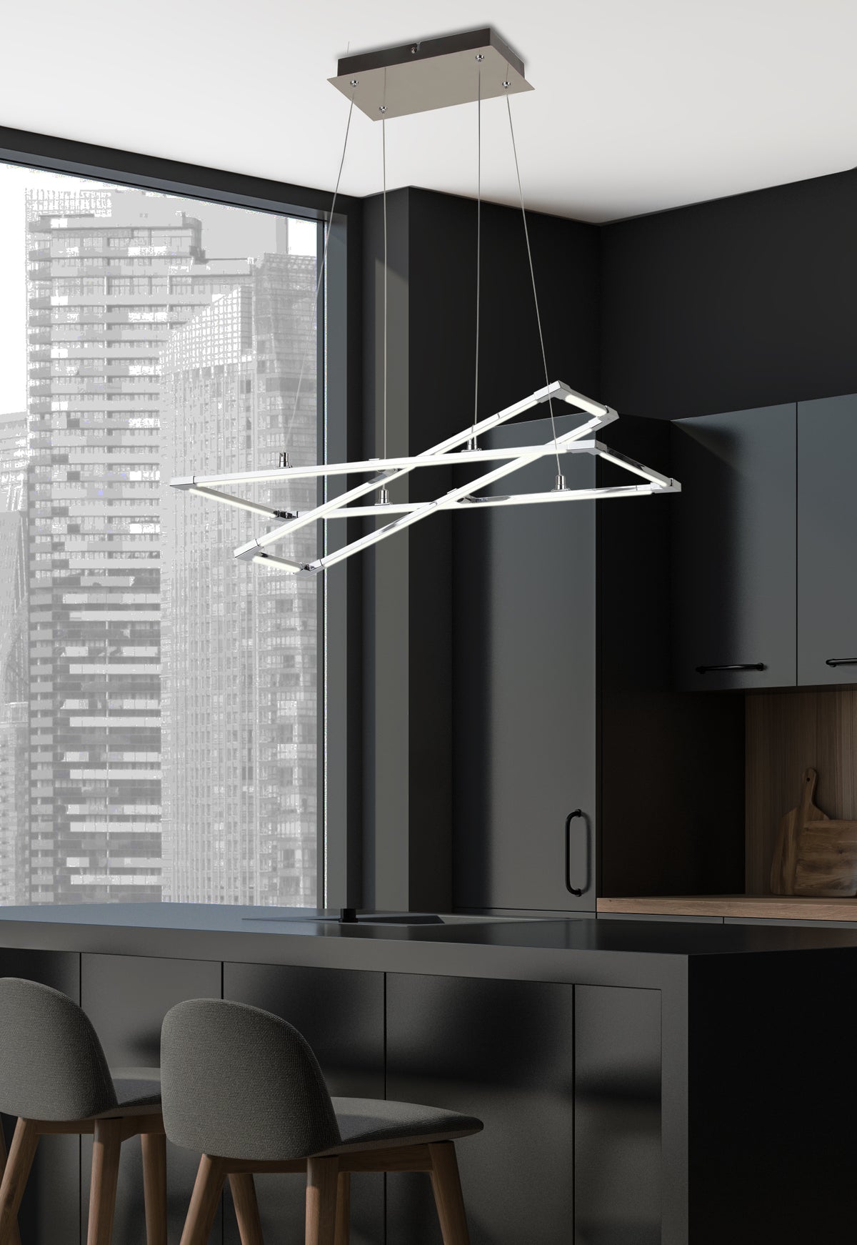 Suspension LED Acier Composite Argenté Gris · Kseros · photo 2