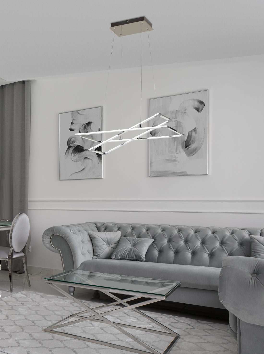Suspension LED Acier Composite Argenté Gris · Kseros · photo 3