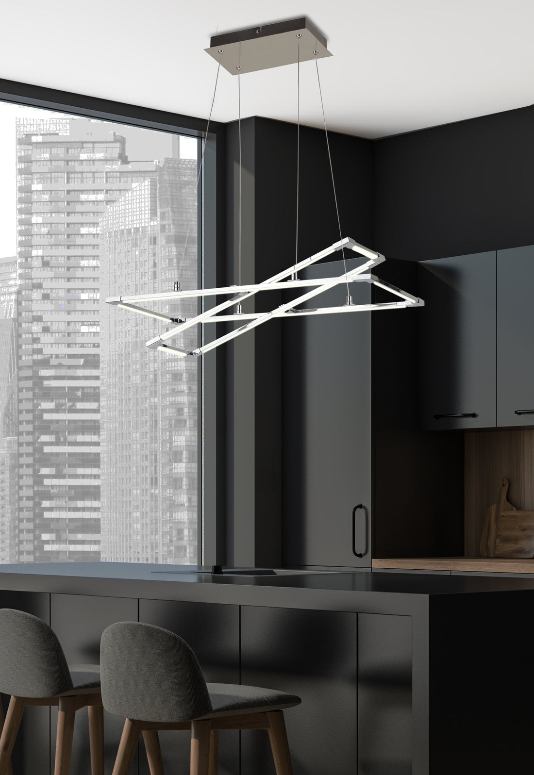 Suspension LED Acier Composite Argenté Gris · Kseros · photo 4