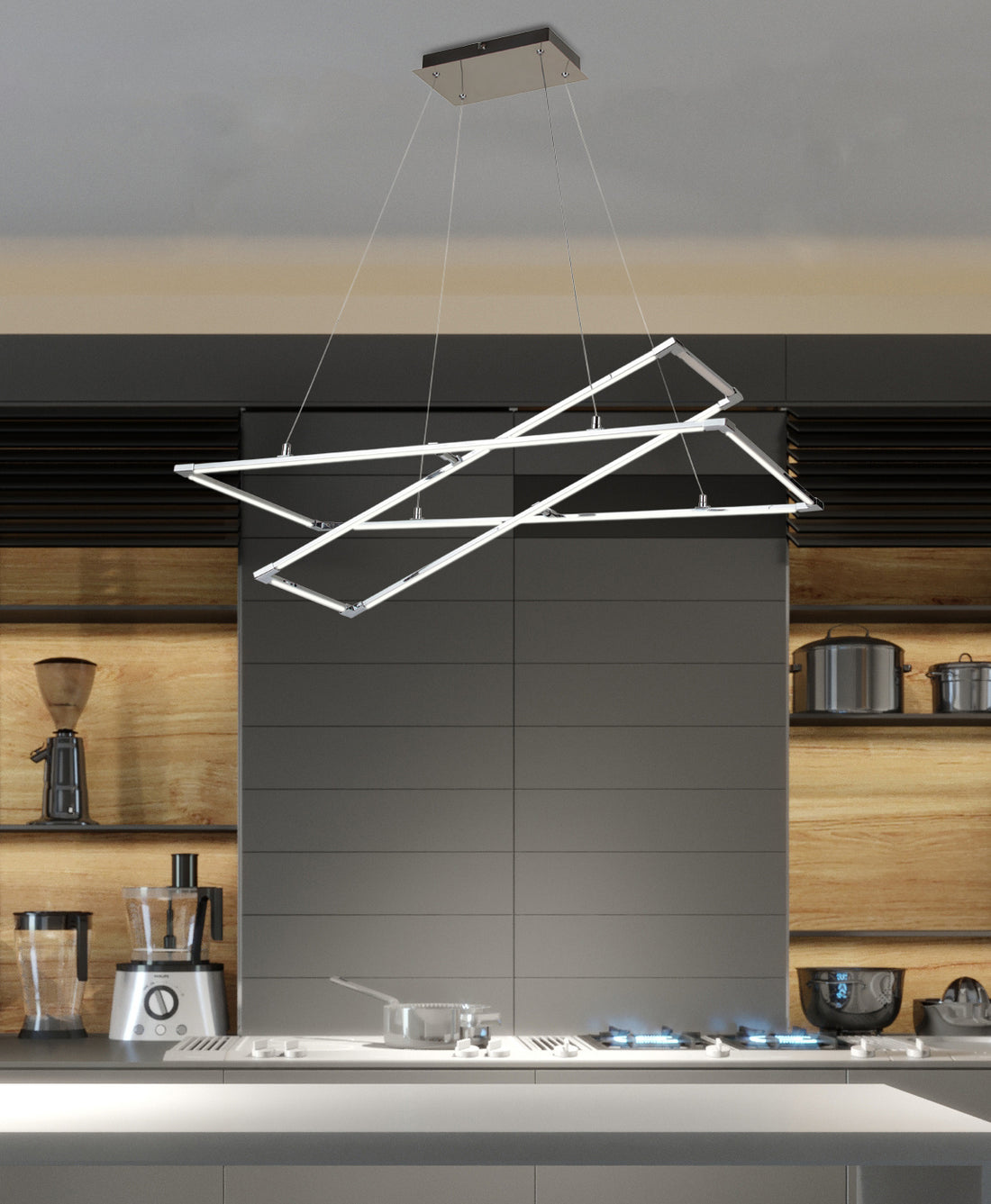 Suspension LED Acier Composite Chromé · Kseros · photo 2