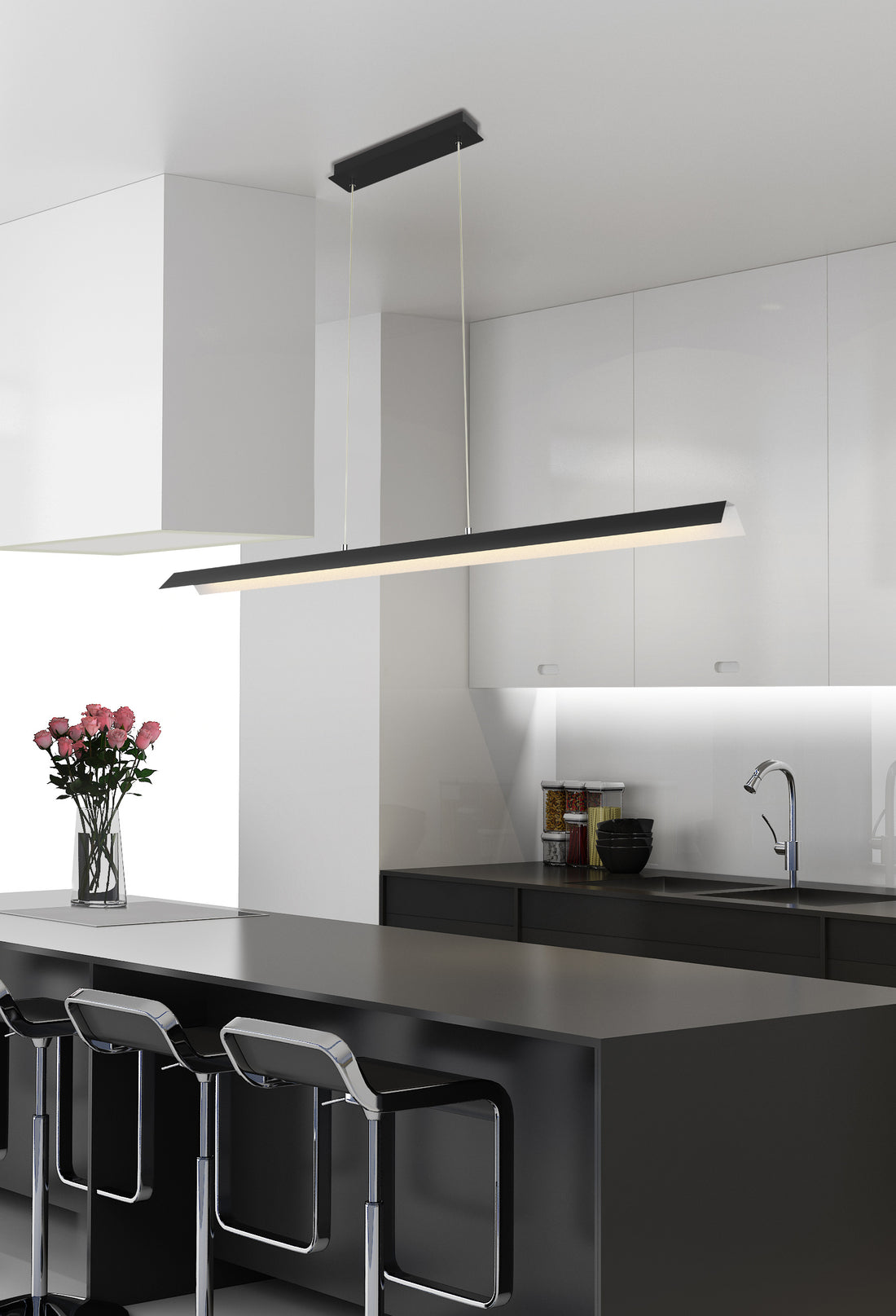 Suspension LED Métal Composite Noir · Kalamos · photo 2