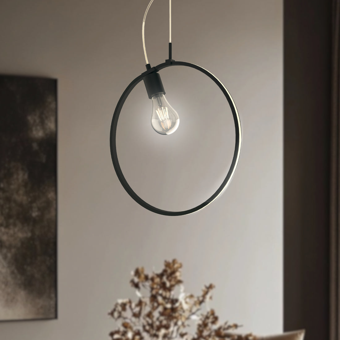 Suspension 2 Lampes LED Acier Composite Noir · Skiros · photo 3