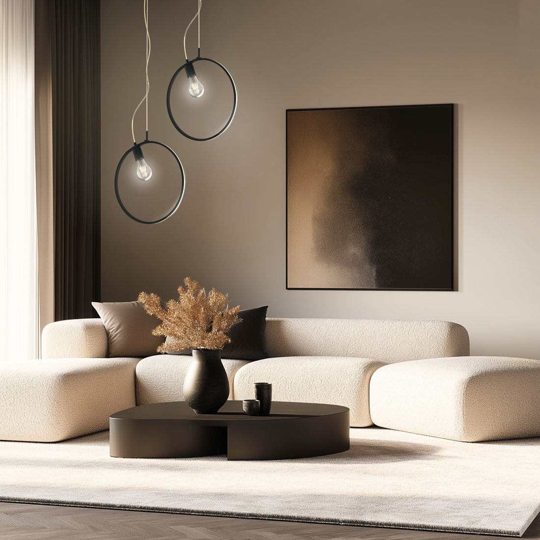 Suspension 2 Lampes LED Acier Composite Noir · Skiros · photo 4