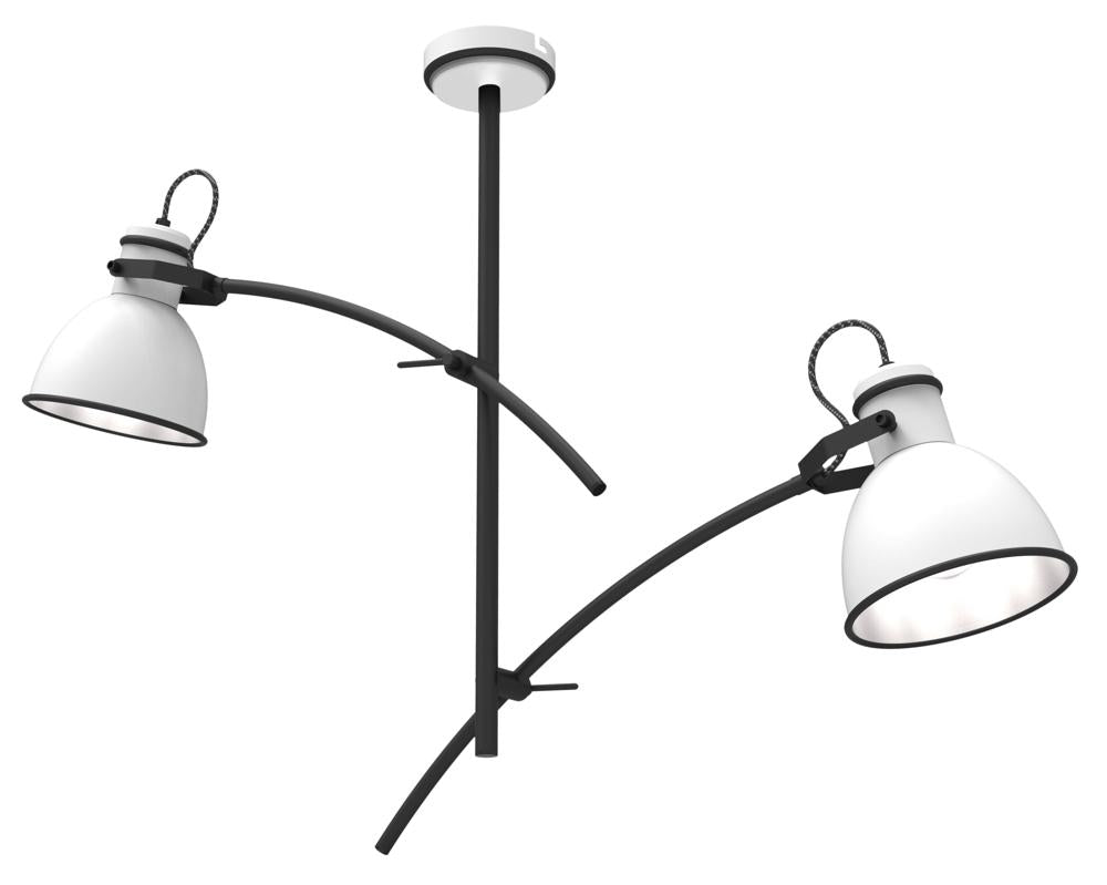 Suspension 2 Lampes Acier Blanc et Noir · Zumba