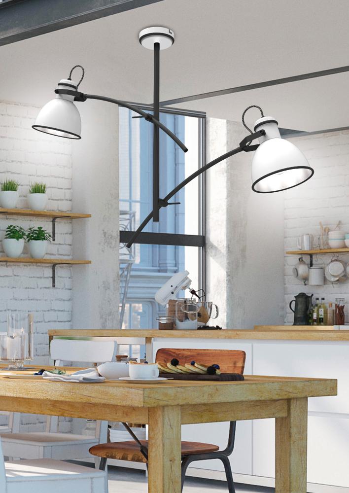 Suspension 2 Lampes Acier Blanc et Noir · Zumba · photo 3