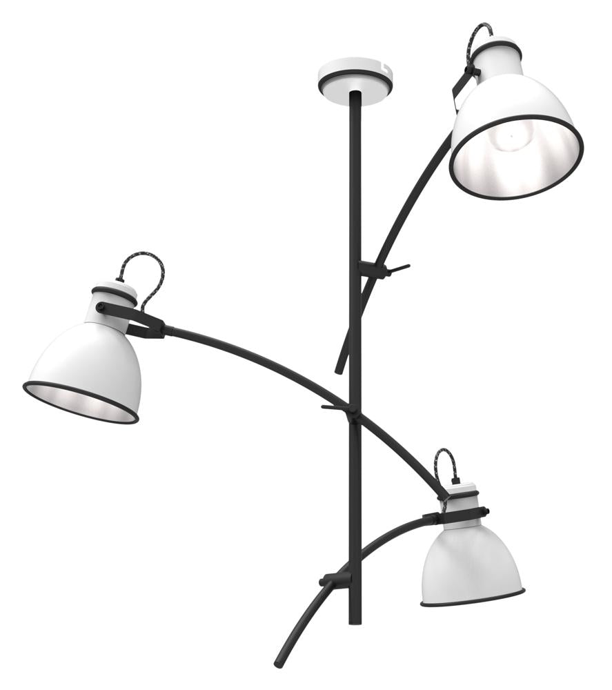 Suspension 3 Lampes Acier Blanc et Noir · Zumba